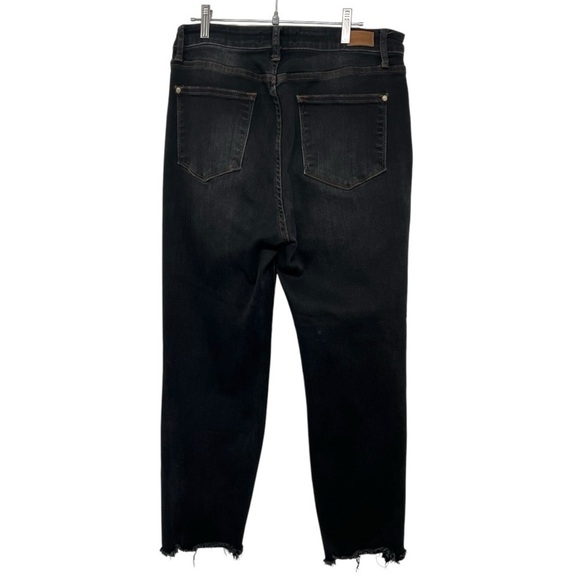 Judy Blue Black Distressed Cropped Straight Leg Stretch Denim Women’s 31 - Picture 7 of 15